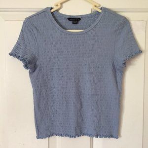 AE Lettuce-Hem Ribbed Blue Baby Tee